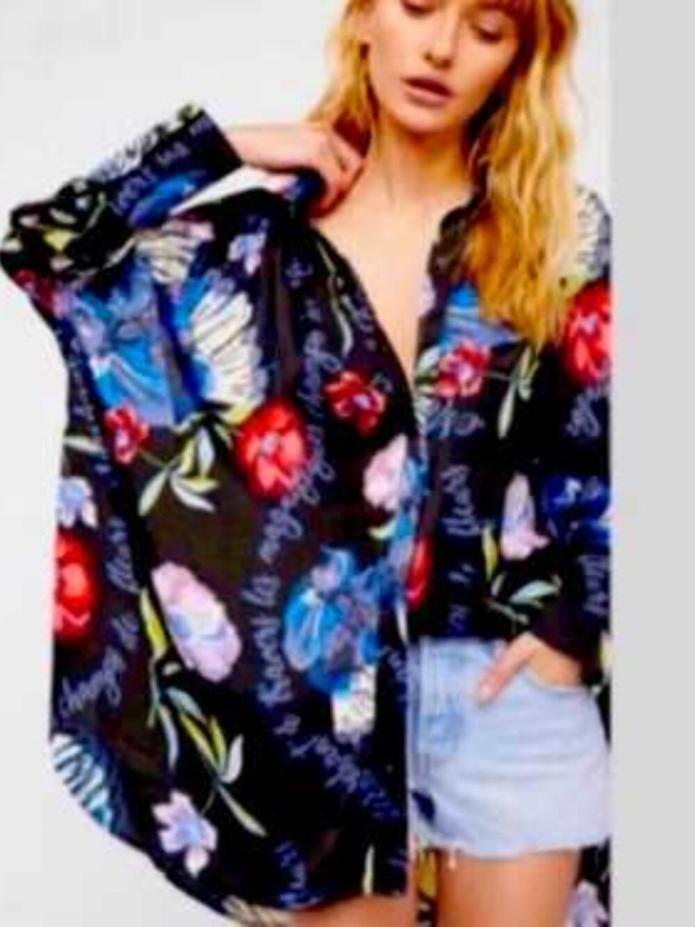 ❤️Free People Silky Nights oversized floral boho tunic top